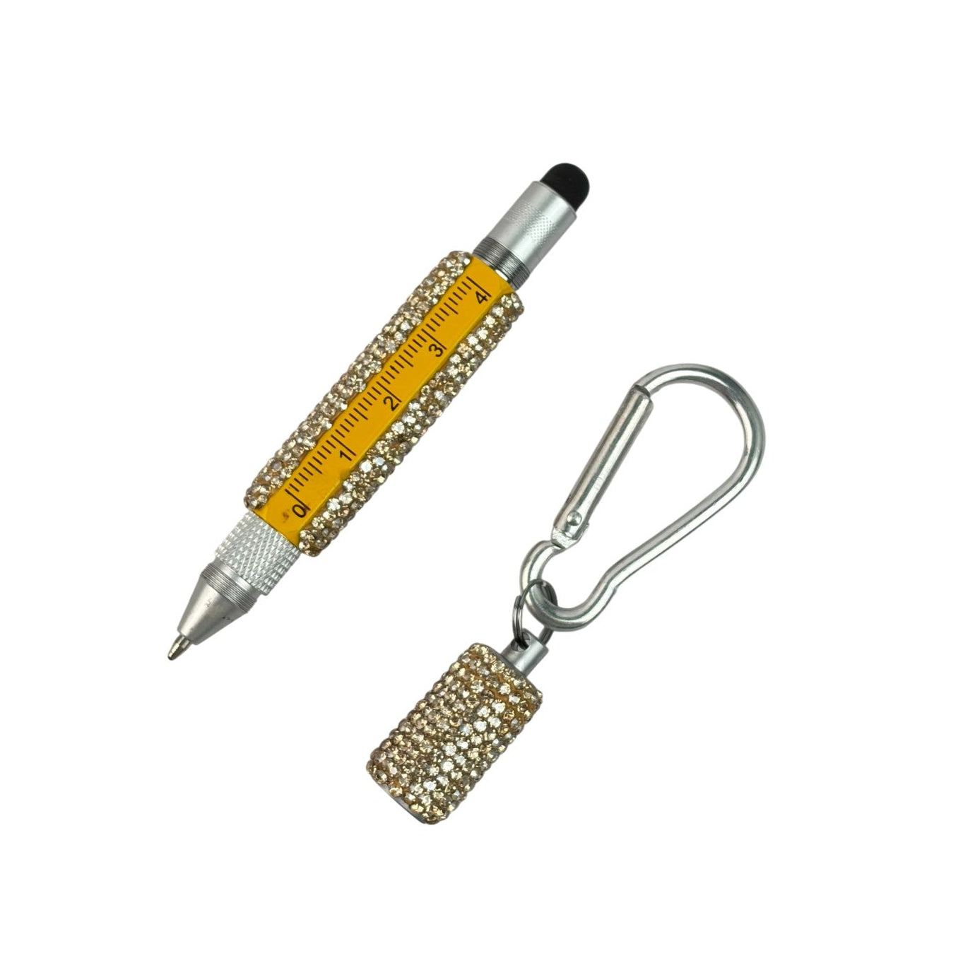 Multi Functional Pen Stylus and Tools Ceramic Rhinestones Keychain CR0113