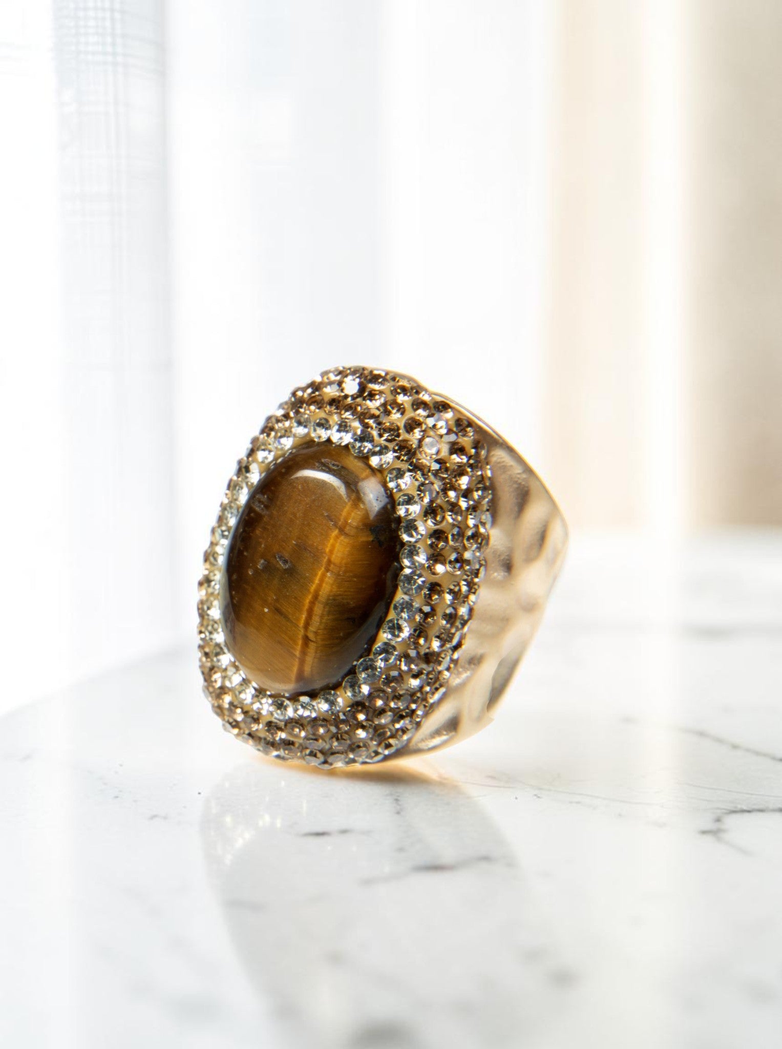 Tiger Eye Pavé Cocktail Ring R2528