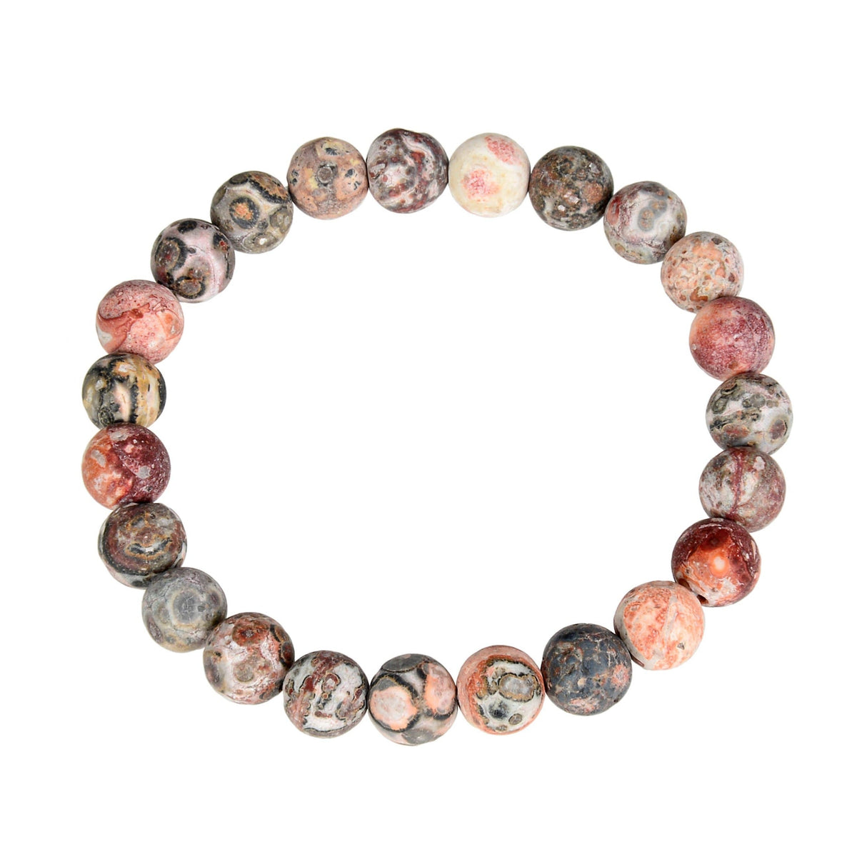 Red Leopard Skin Matte Stone Stretch Bracelet B2001-8MM