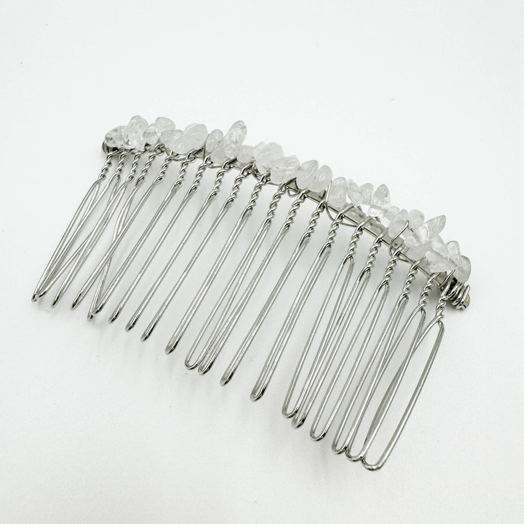 Irregular Natural Stone Hair Comb L4668-Silver - view 9