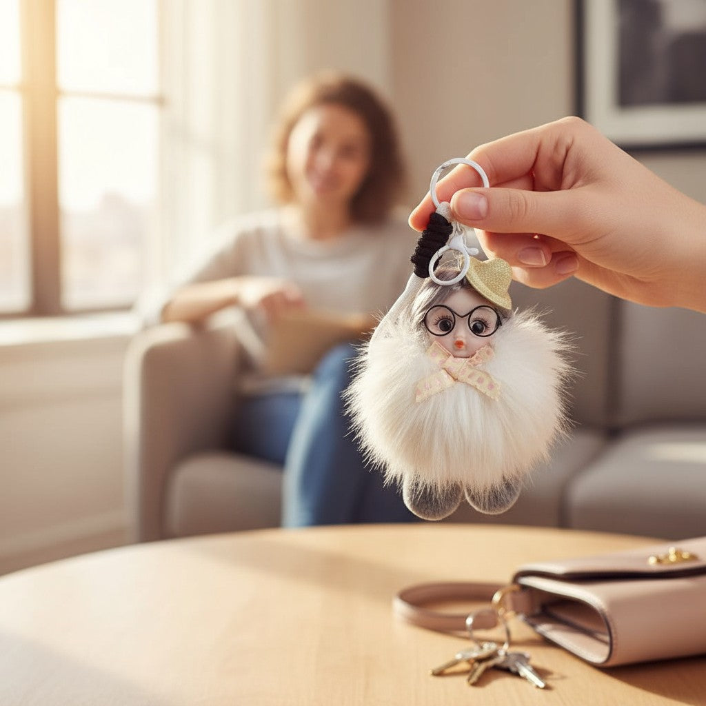 Doll With Glasses Keychain K1371