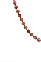 Red Gold Sandstone Bead Long Necklace N2740 - view 3