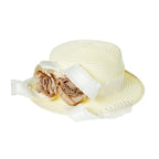 Rose Bow Fabric Straw Fedoras Hat C0794