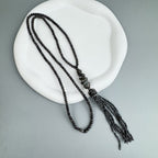 Beaded Tassel Hematite Stone Necklace