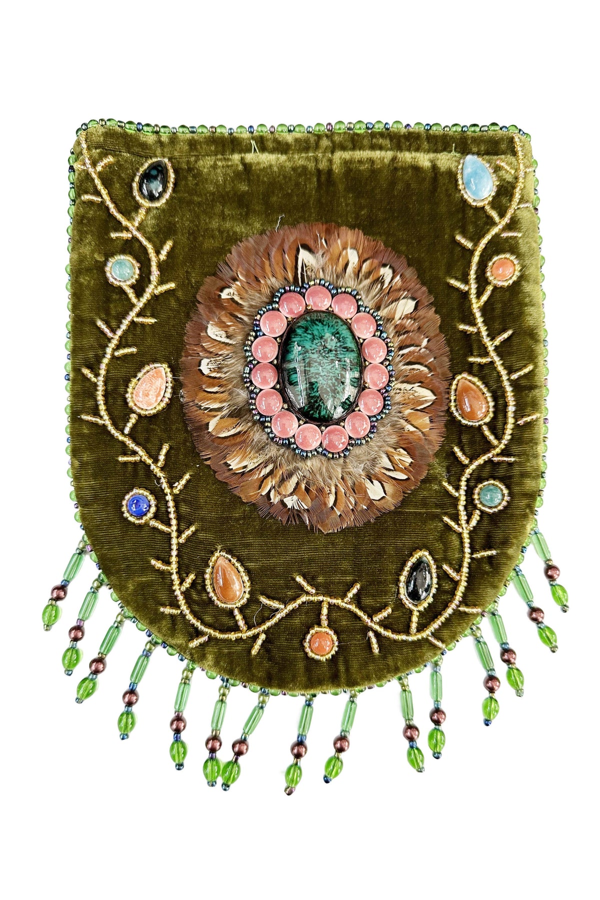 Feather Pattern Velvet Crossbody Bag LUG-FeatherGem - view 14