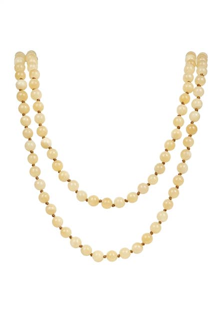 Yellow Jade Bead Long Necklace N2740 - view 2