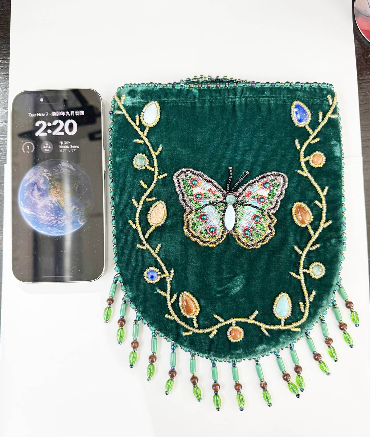 Butterfly Pattern Velvet Crossbody Bag LUG - view 12