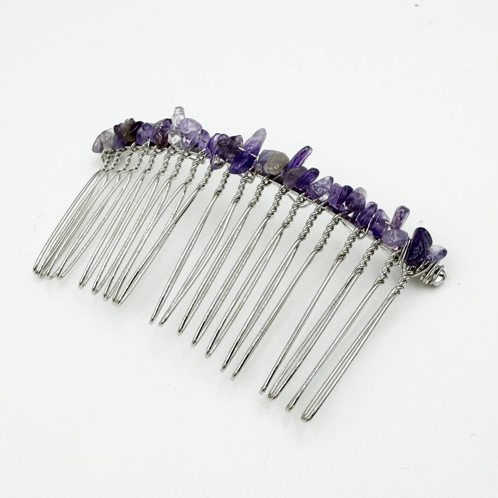 Irregular Natural Stone Hair Comb L4668-Silver - view 13