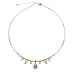 Teardrop Pendant Labradorite Stone Short Necklace N5347