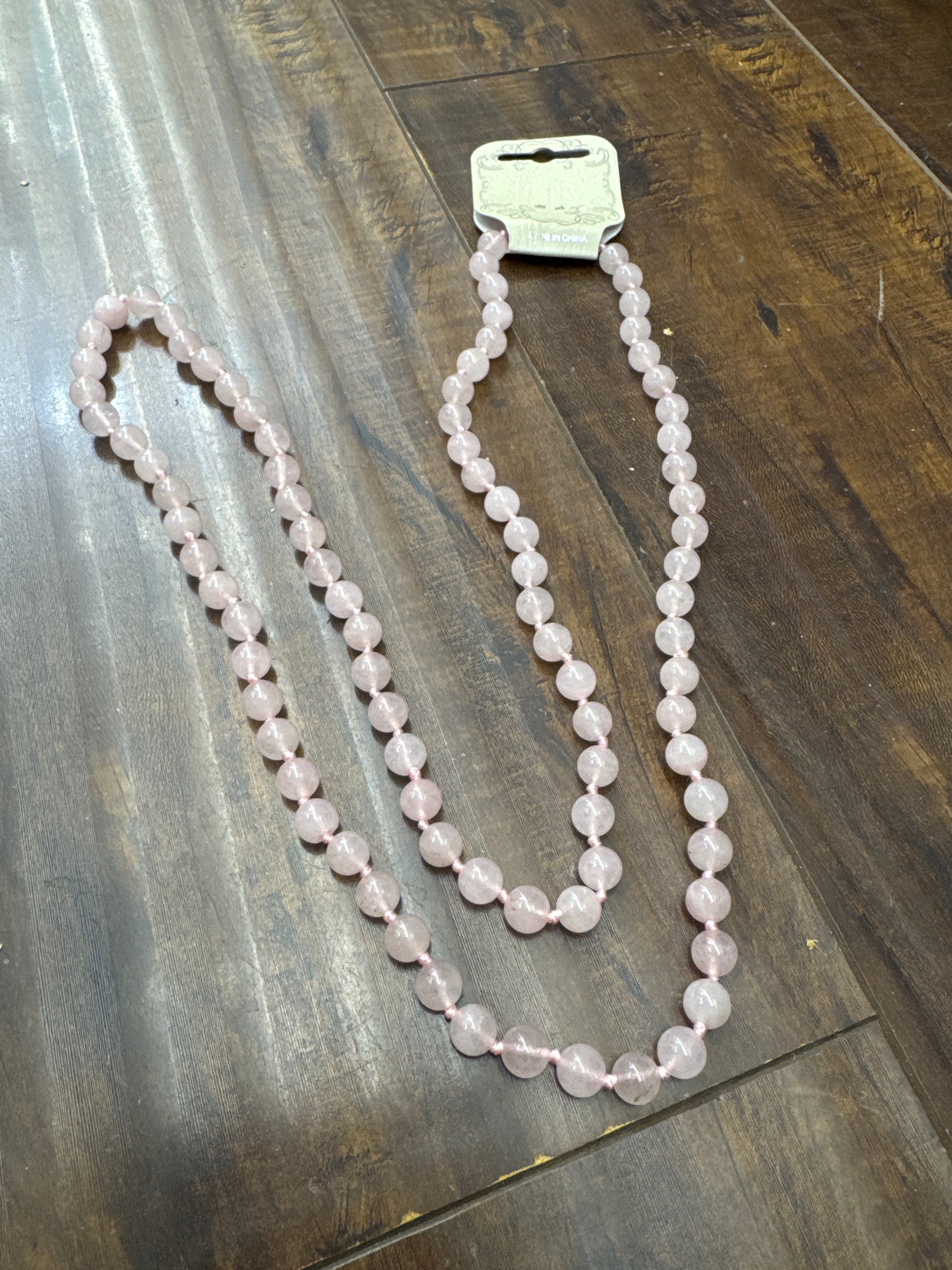 Colored Pink Jade Color Stone Beaded Necklace N3180
