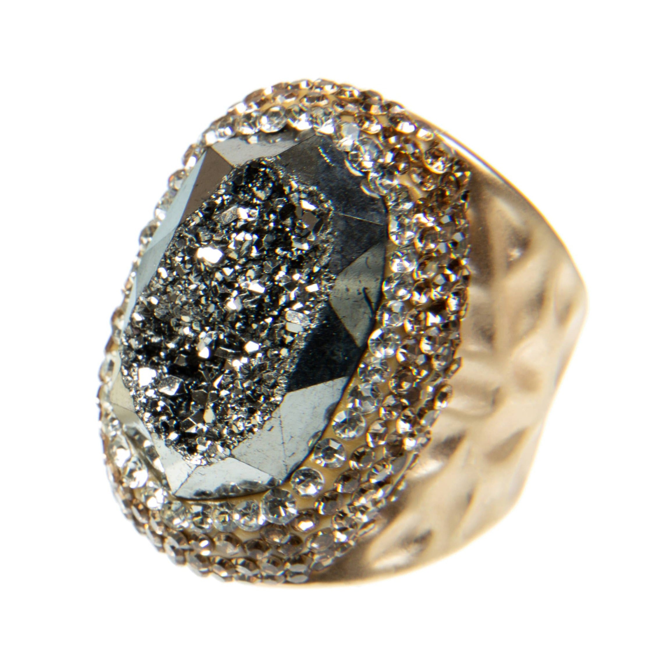 Druzy Rhinestone Pavé Cocktail Ring R2537