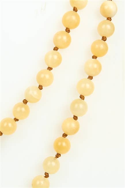 Yellow Jade Bead Long Necklace N2740 - view 3