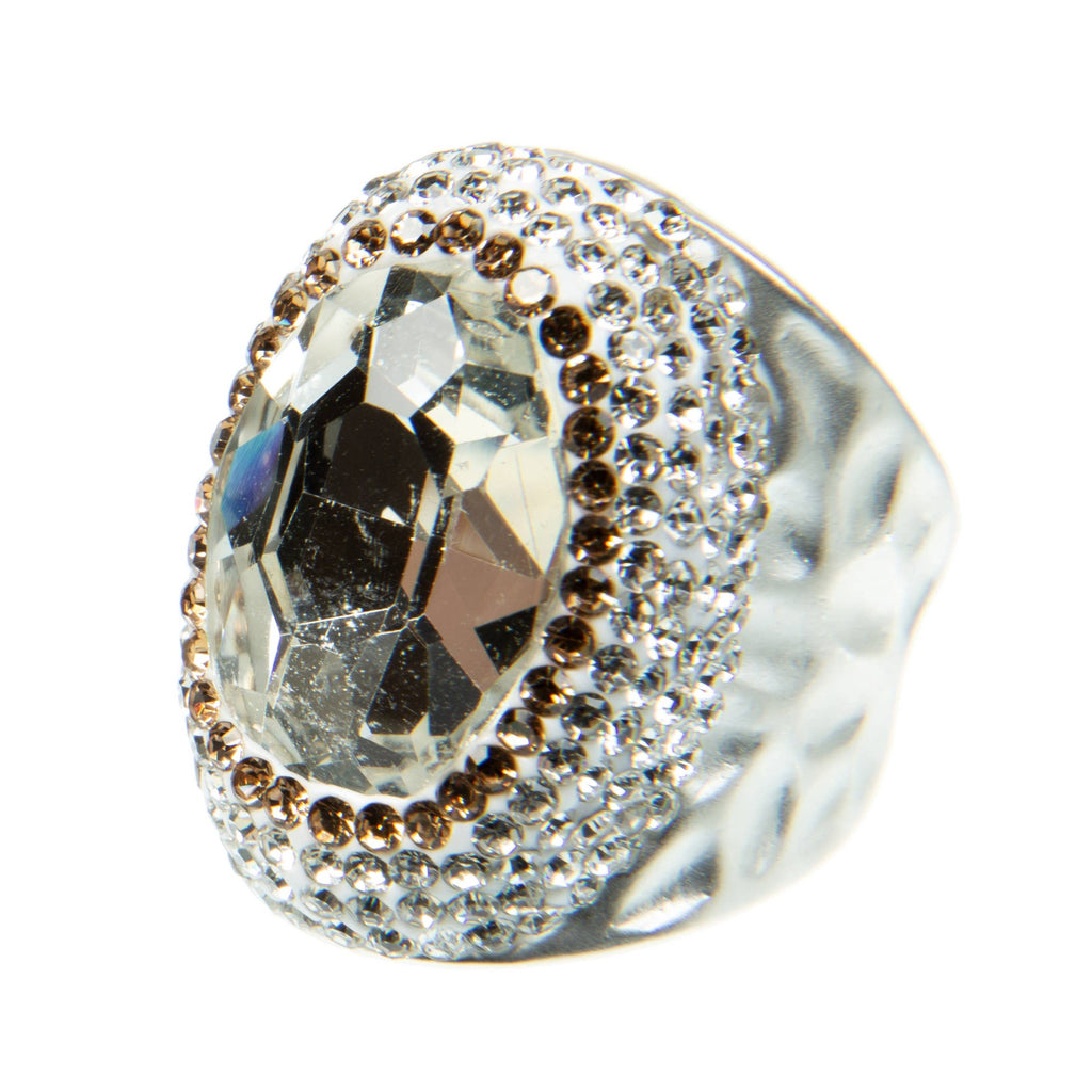 Glass Pavé Cocktail Ring R2543-Sliver