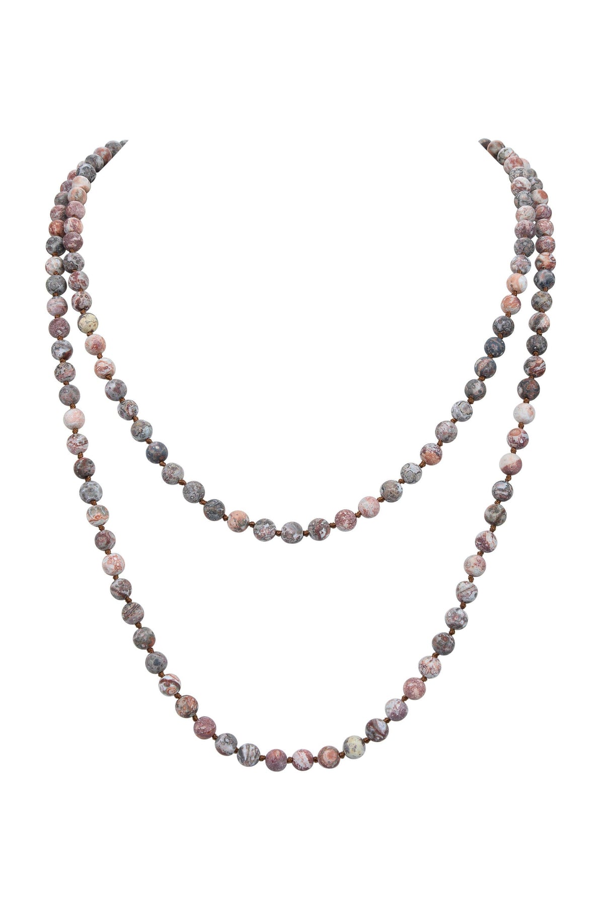Red Leopard Skin Bead Long Necklace N2740 - view 2