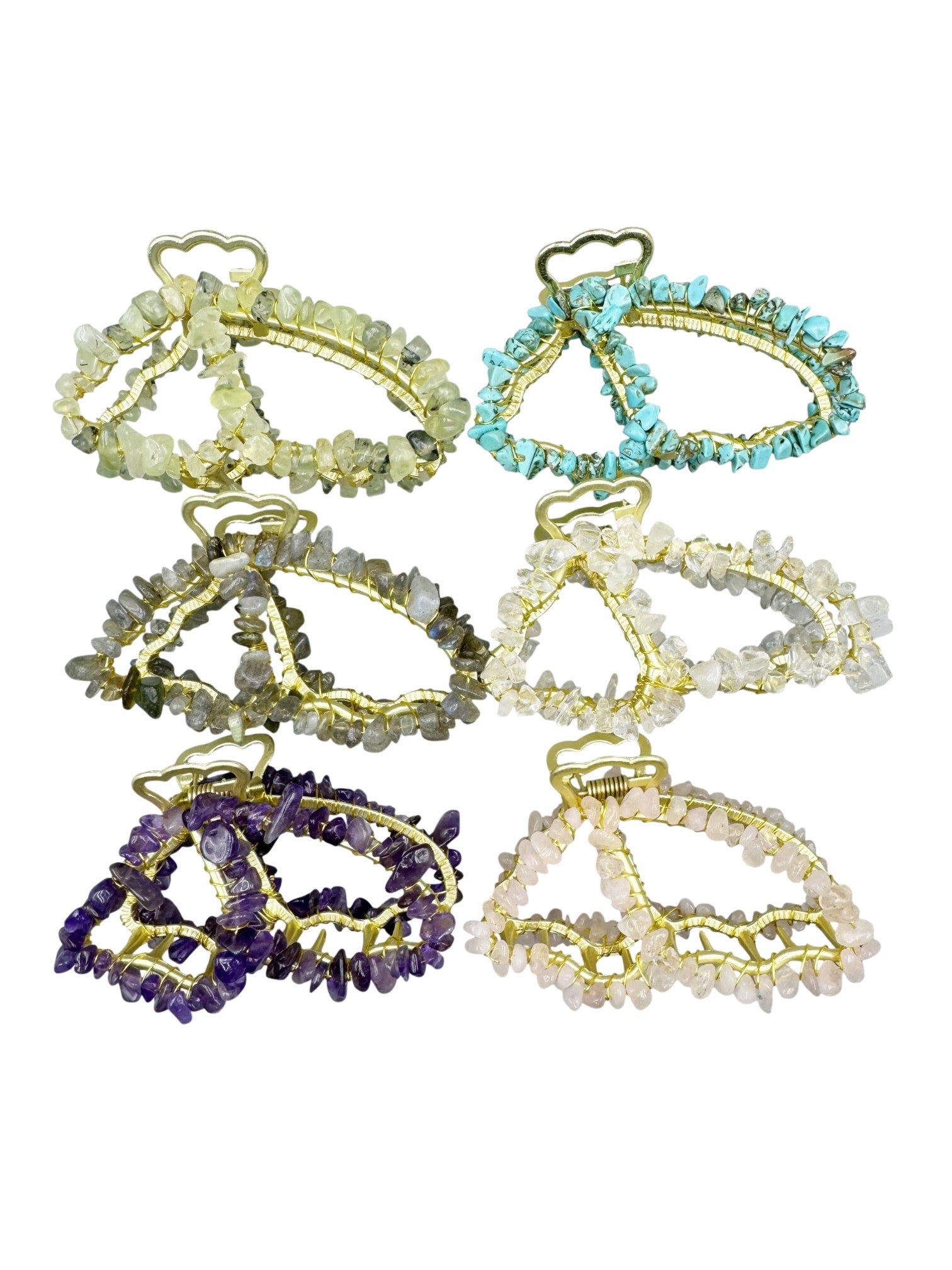 Irregular Natural Stone Butterfly Hair Clip L4673