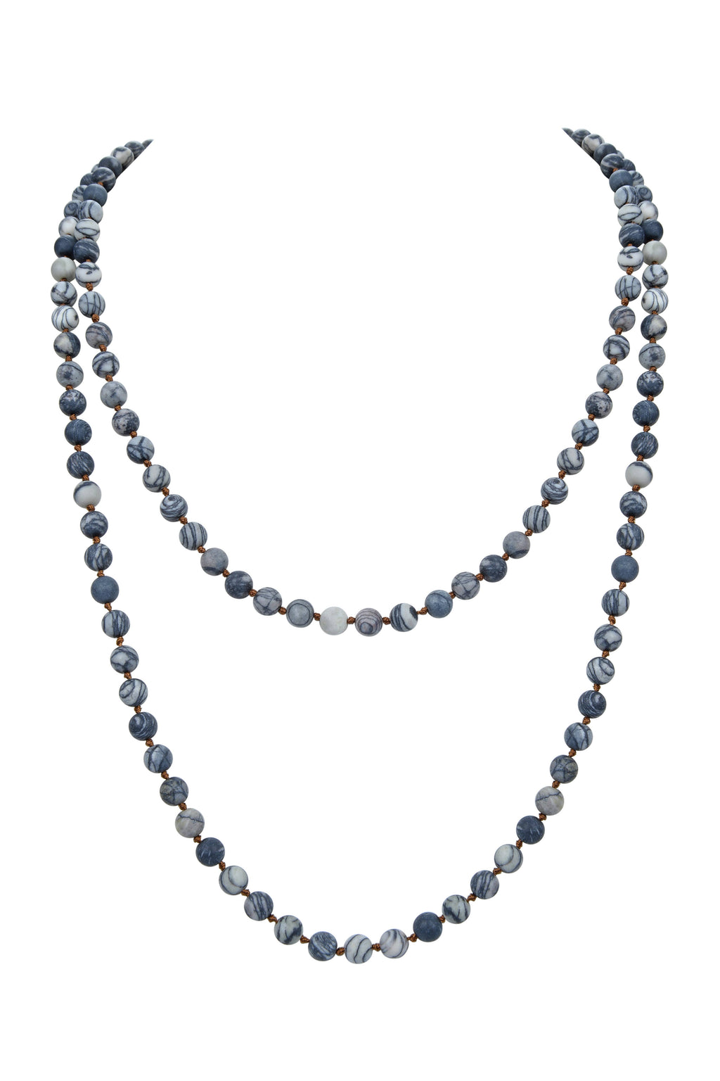 Black Network Beaded Long Necklace N2740 - view 2