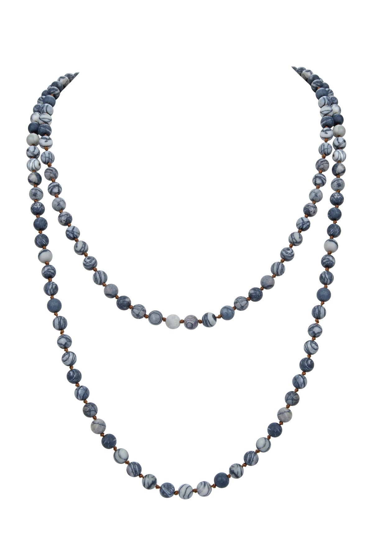 Black Network Beaded Long Necklace N2740 - view 2