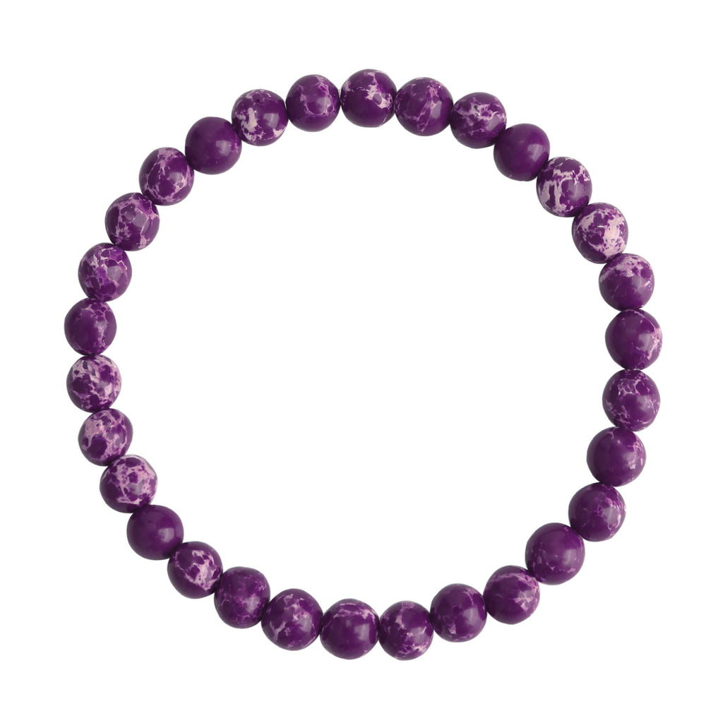 Composed Purple Emperor Stone Stretch Bracelet B2057-6MM - view 2