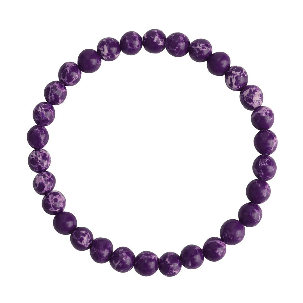 Composed Purple Emperor Stone Stretch Bracelet B2057-6MM