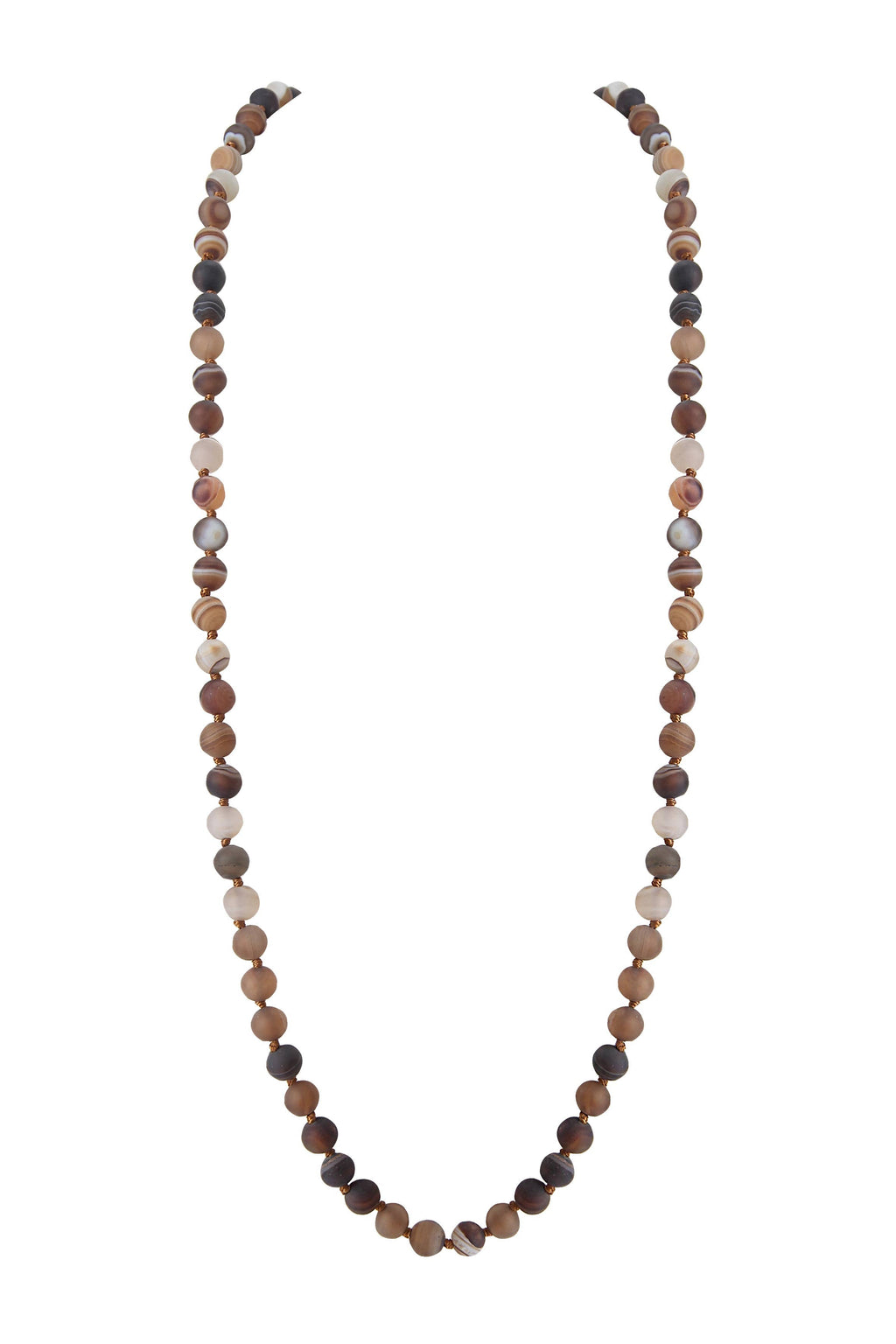 Brown Agate Bead Long Necklace N2740