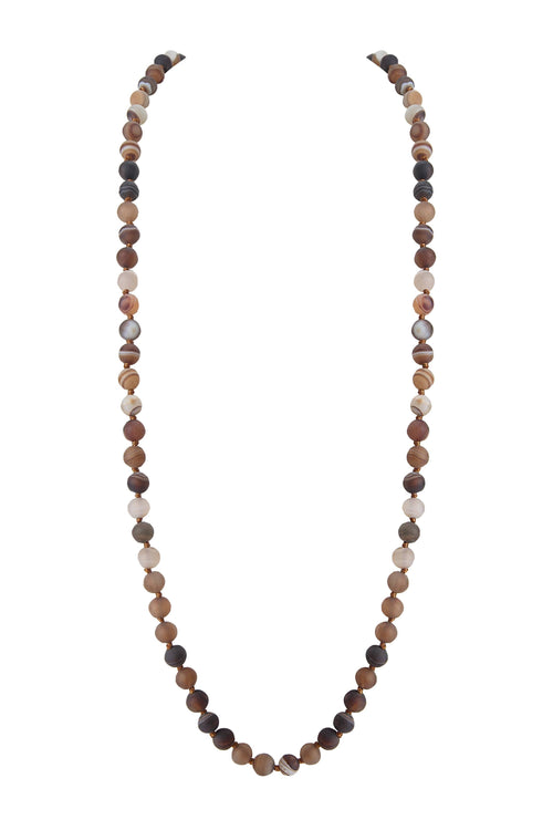 Brown Agate Bead Long Necklace N2740