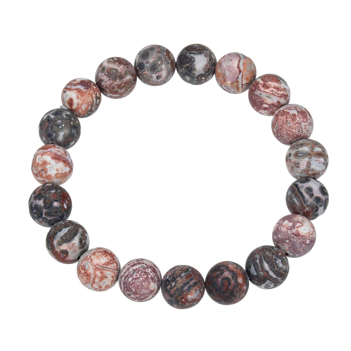 Red Leopard Skin Matte Stone Stretch Bracelet B2001-10MM