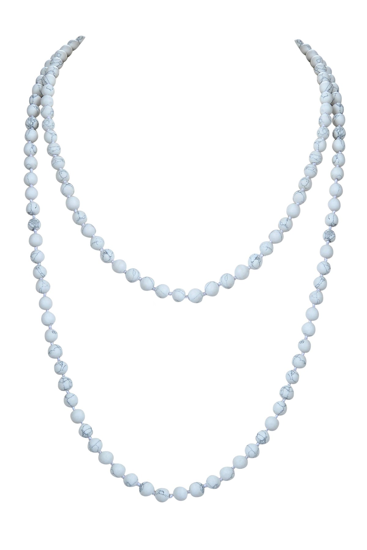 Composed Howlite Beaded Long Necklace N2740 - view 2