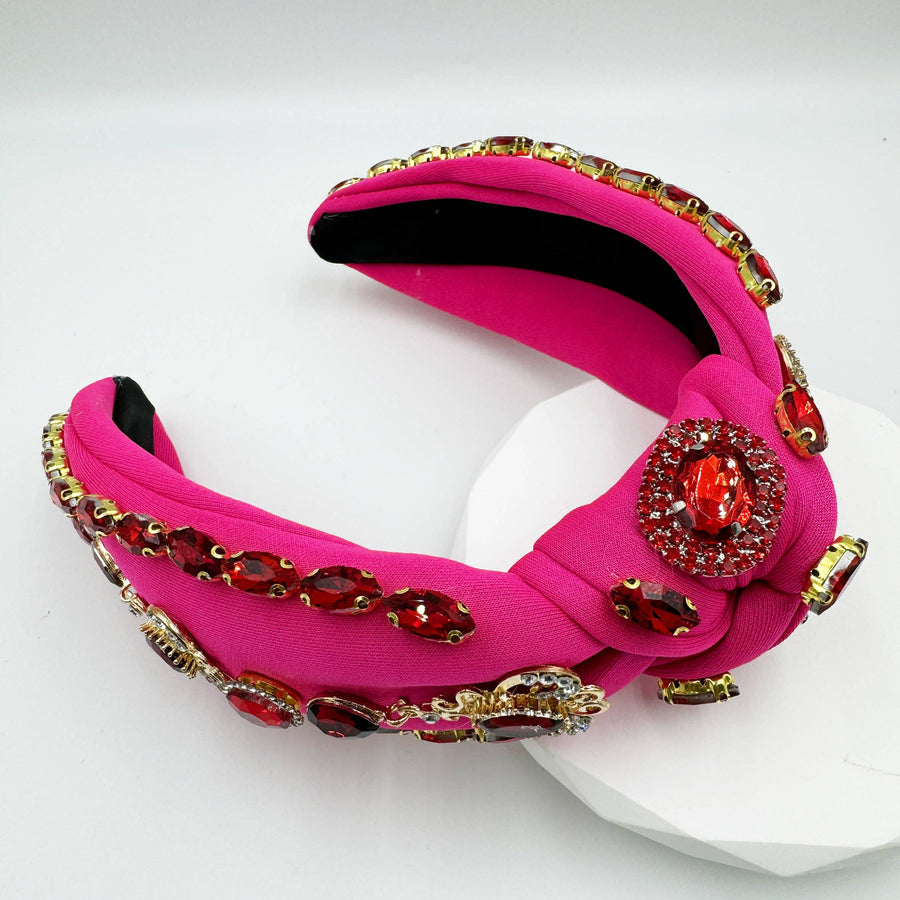 Baroque Rhinestone Knotted Fabric Headband L4708