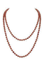 Red Gold Sandstone Bead Long Necklace N2740 - view 2