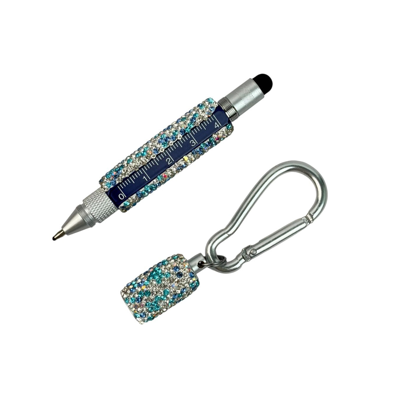Multi Functional Pen Stylus and Tools Ceramic Rhinestones Keychain CR0113