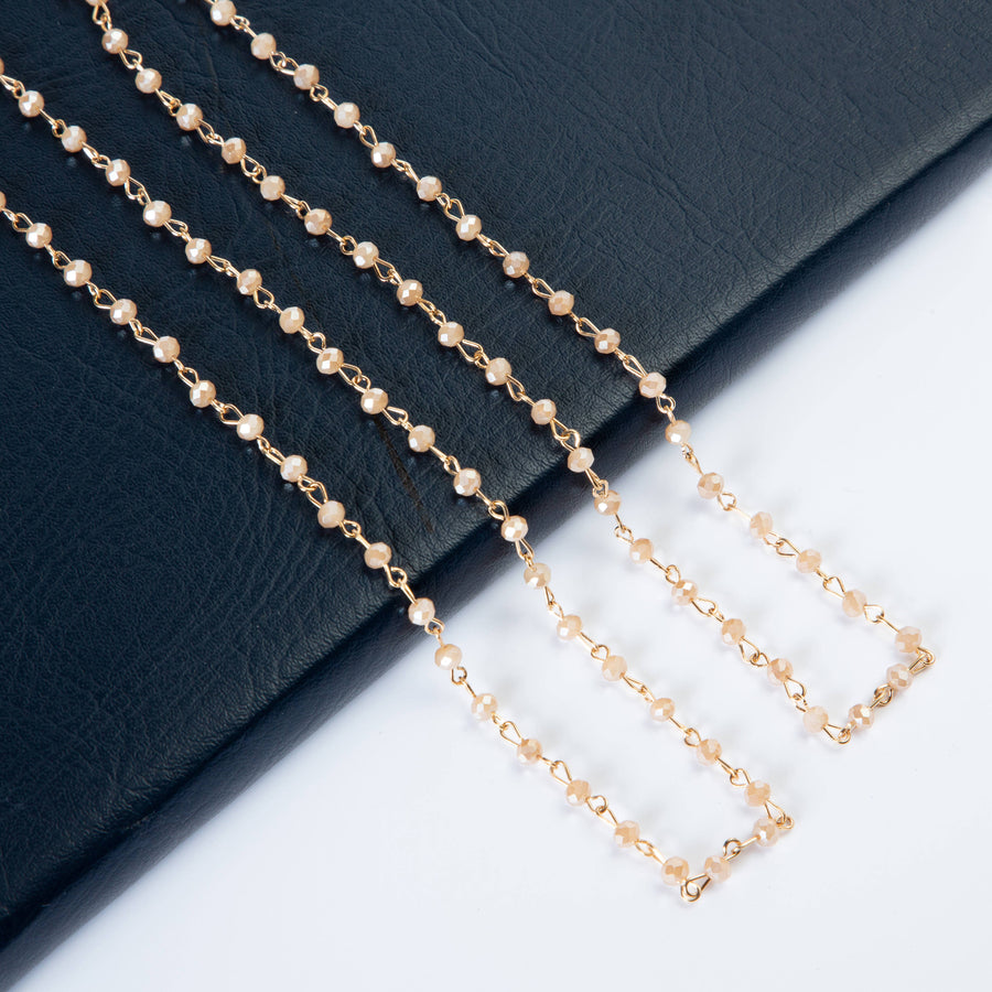 Crystal Beaded Chain Necklace N1163-8-GD