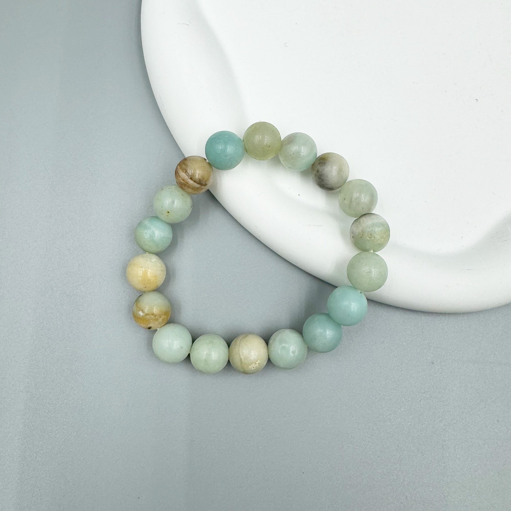 Amazonite Stone Stretch Bracelet B1587-Gloss-4MM