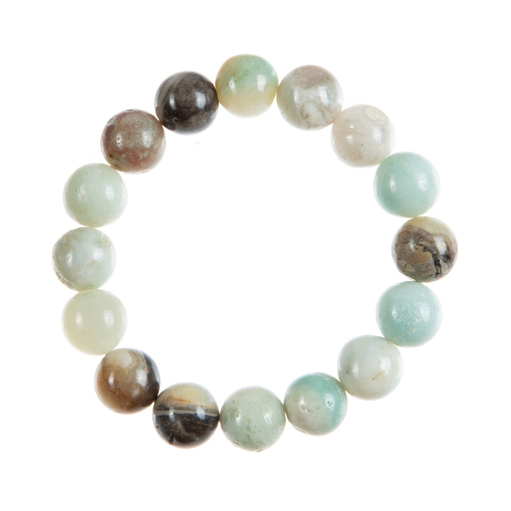 Amazonite Stone Stretch Bracelet B1587-Gloss-4MM