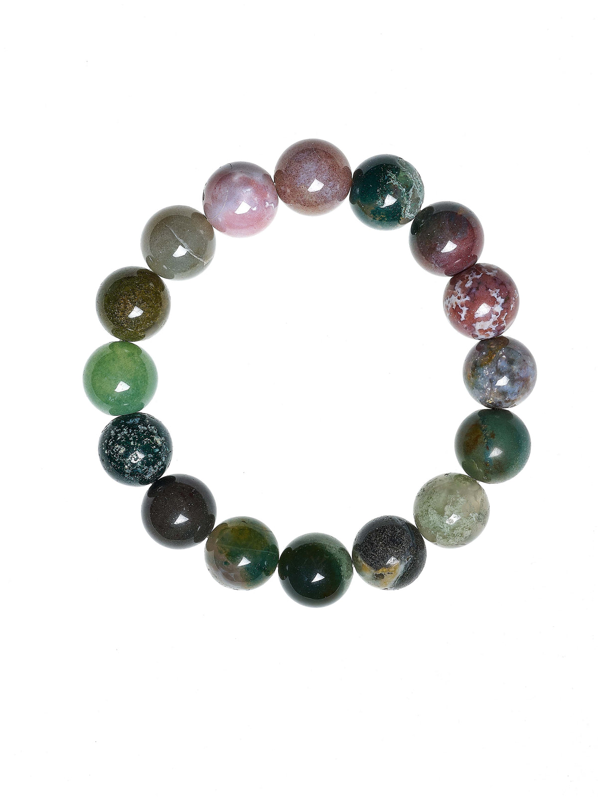Indian Agate Stone Stretch Bracelet B1590-12MM