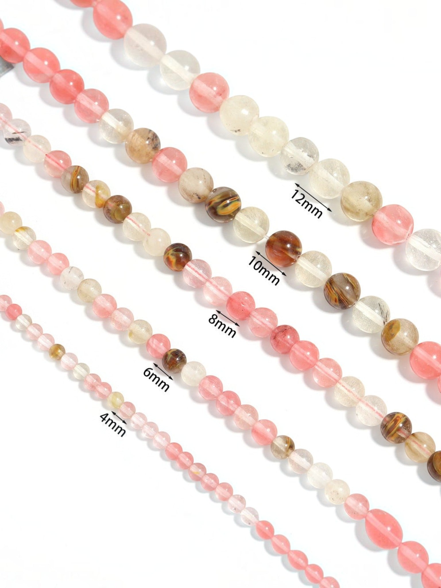 Cherry Quartz Matte Stone Stretch Bracelet B1872-12MM