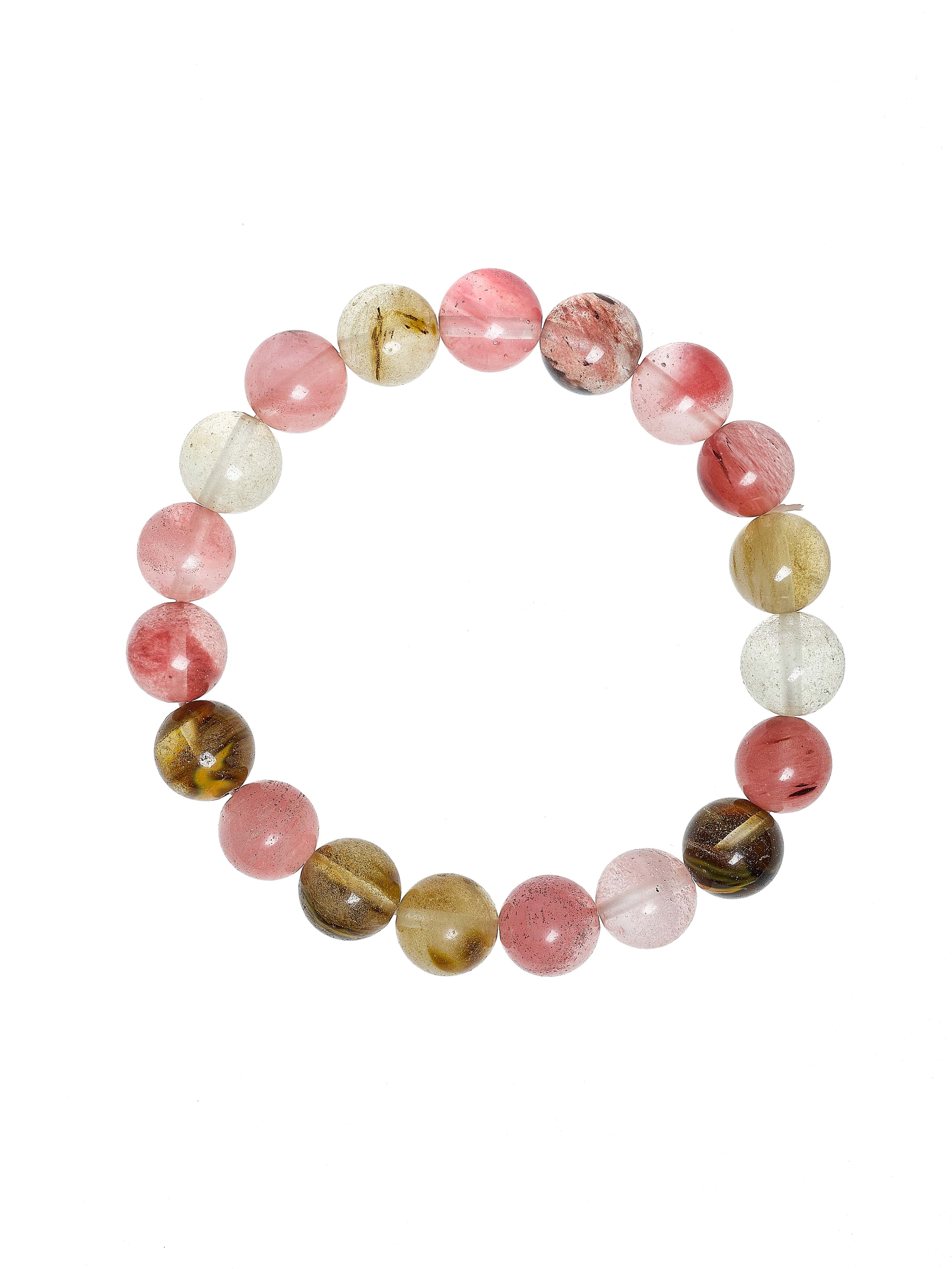 Cherry Quartz Stone Stretch Bracelet B1872-10MM