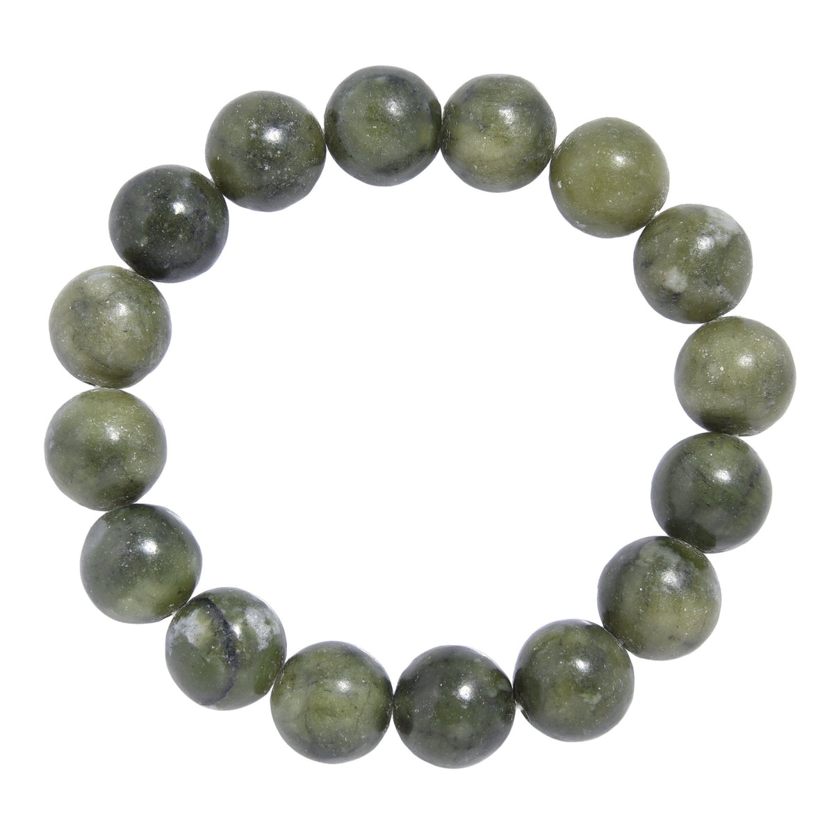 Olive Jade Stone Stretch Bracelet B1874-12MM