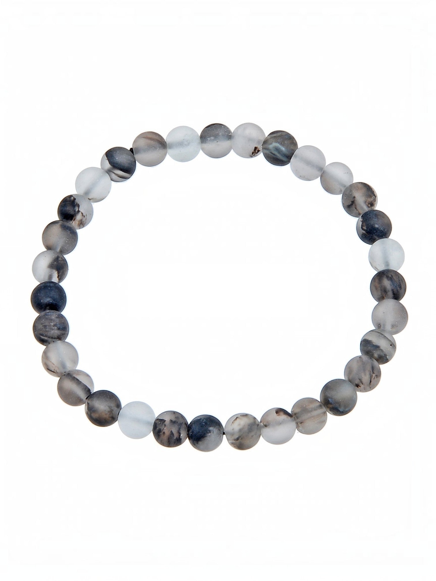 Watermelon Black Matte Stretch Stone Bracelet B1970-6MM