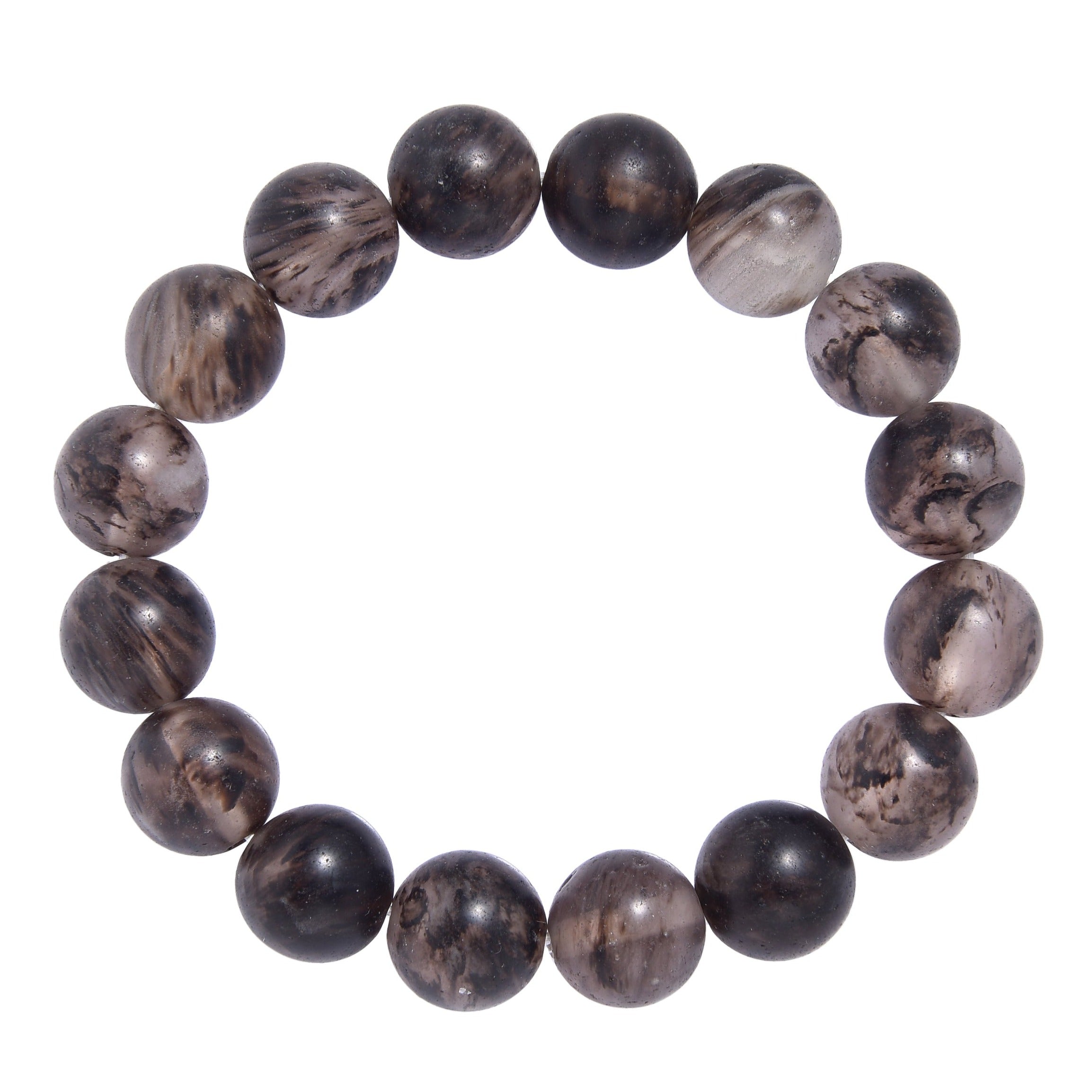 Watermelon Black Matte Stretch Stone Bracelet B1970-12MM