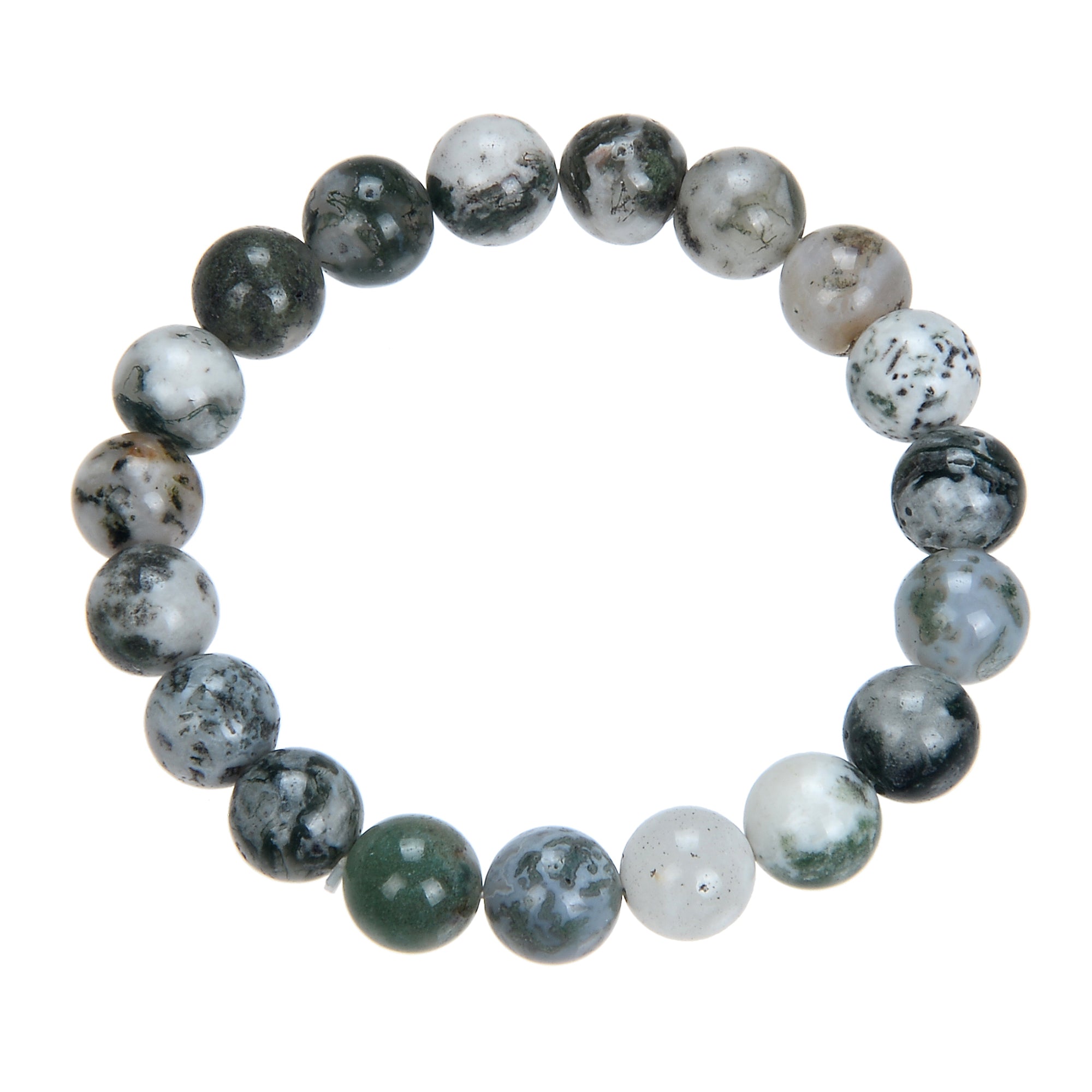 Tree Line Agate Stone Stretch Bracelet B1982-10MM