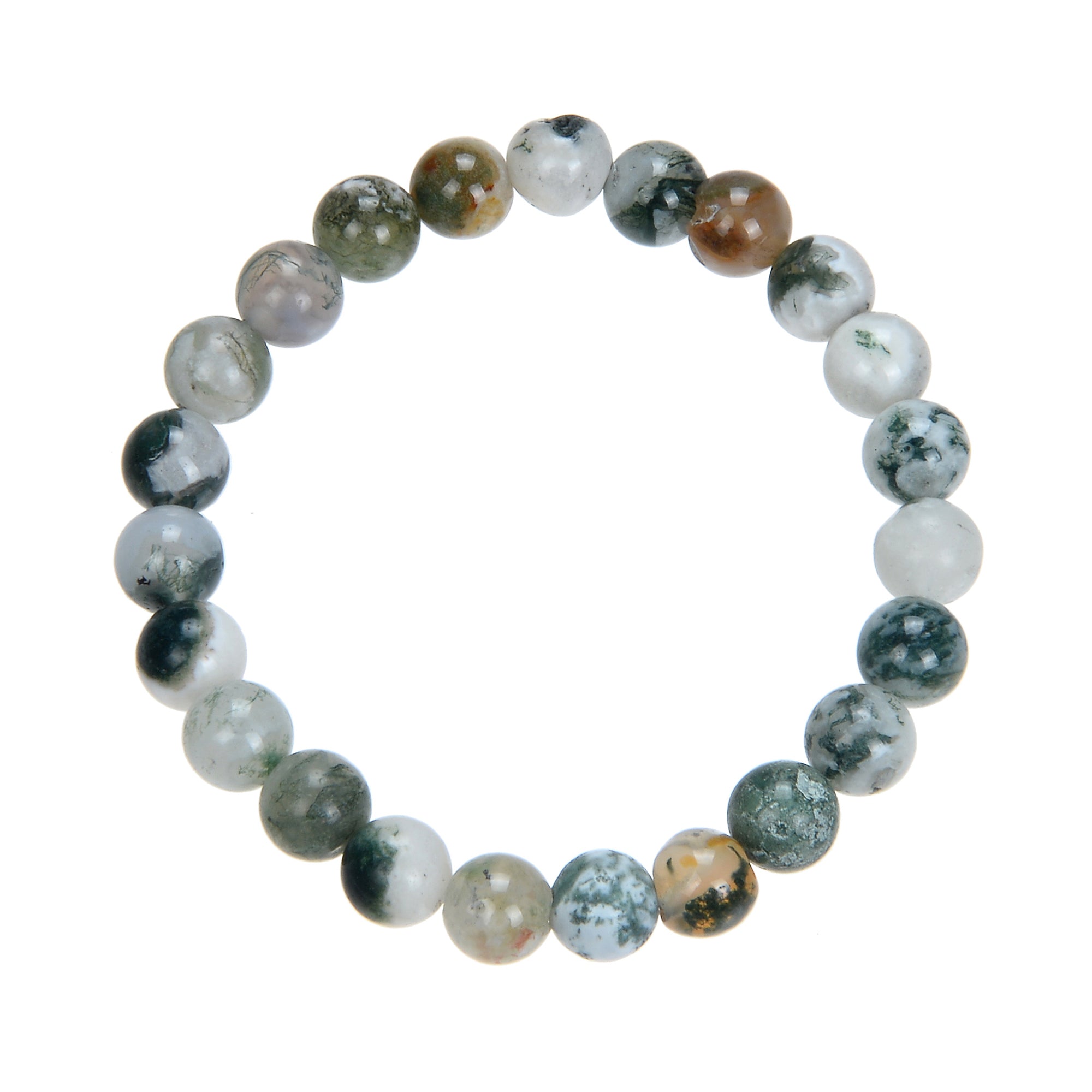 Tree Line Agate Stone Stretch Bracelet B1982-8MM