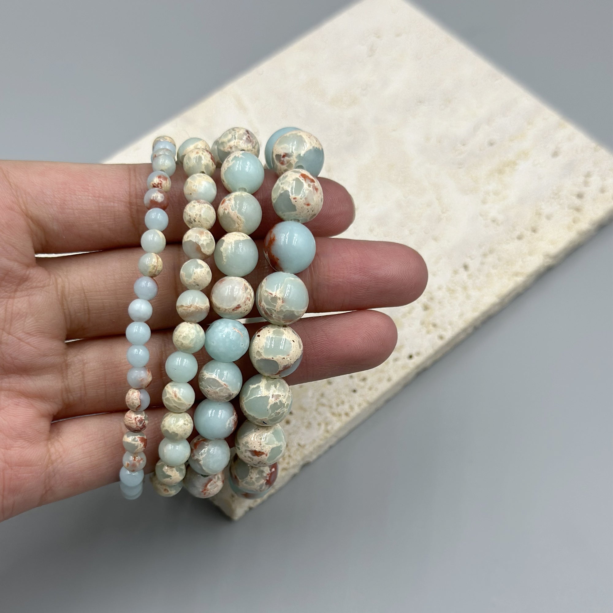 Composed ShouShan Stone Stretch Bracelet B1985-12MM