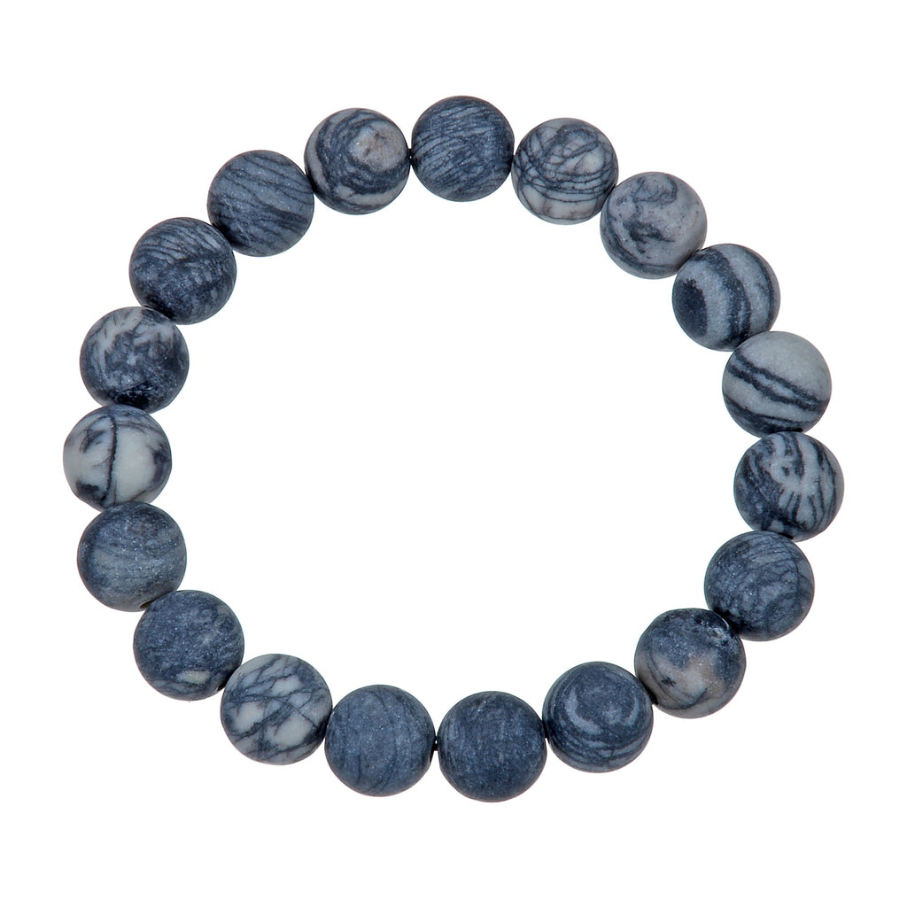 Black Network Stone Stretch Bracelet B1986-10MM