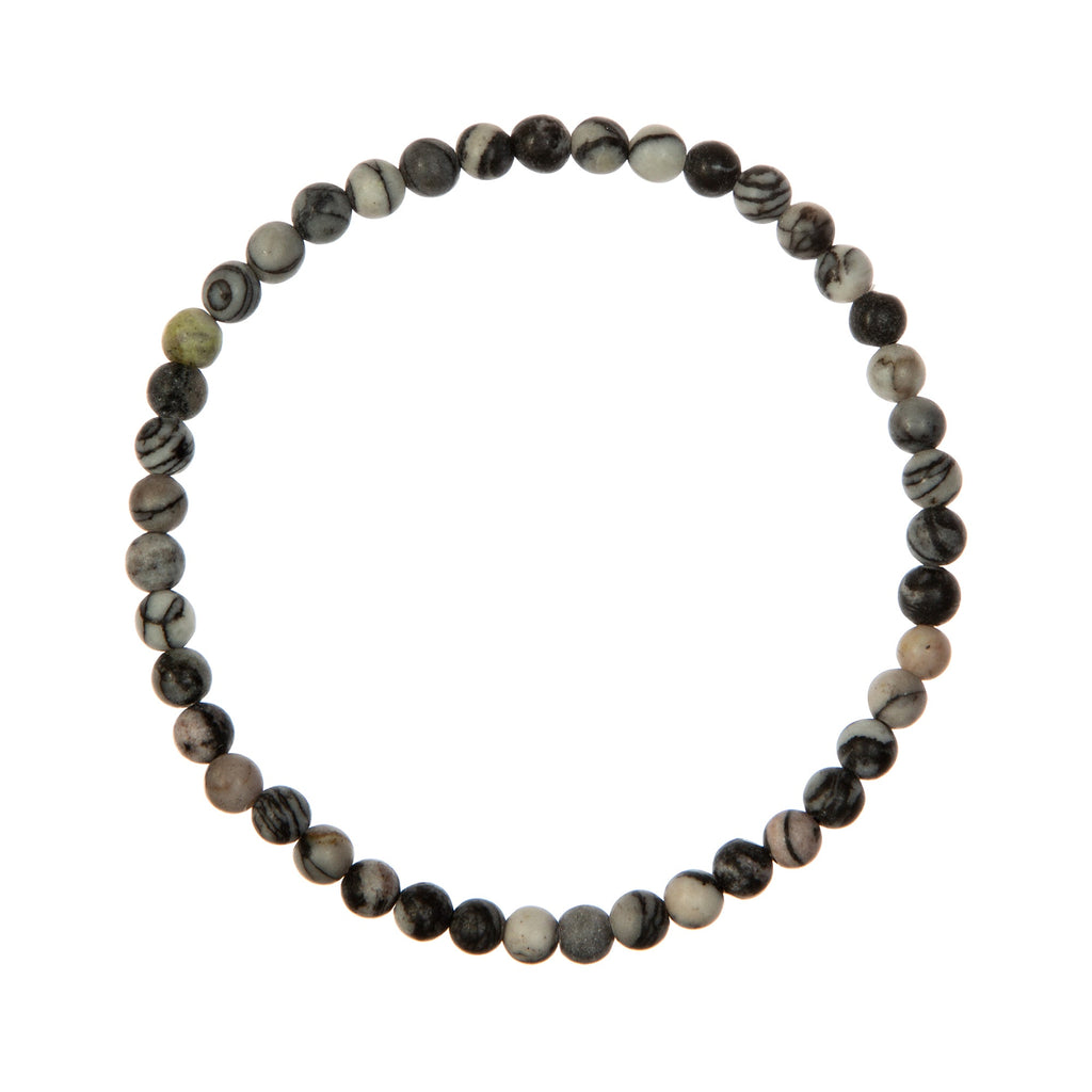 Black Network Stone Stretch Bracelet B1986-10MM