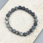 Black Network Stone Stretch Bracelet B1986-10MM