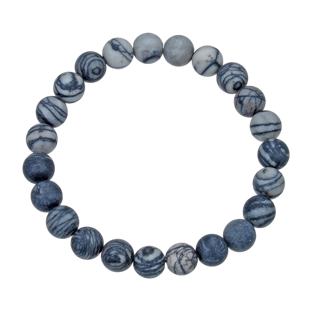 Black Network Stone Stretch Bracelet B1986-10MM