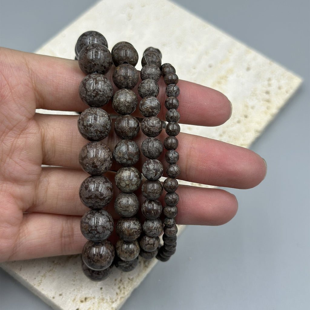 Red Snowflake Stone Stretch Bracelet B1992-6MM