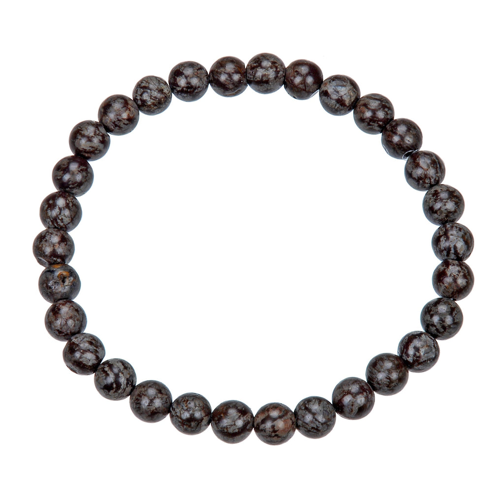 Red Snowflake Stone Stretch Bracelet B1992-6MM