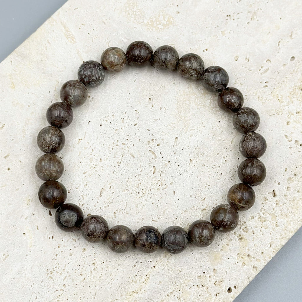 Red Snowflake Stone Stretch Bracelet B1992-6MM