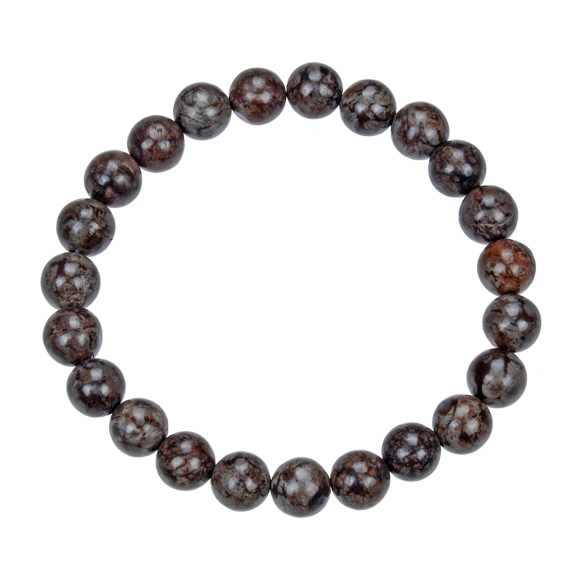 Red Snowflake Stone Stretch Bracelet B1992-8MM
